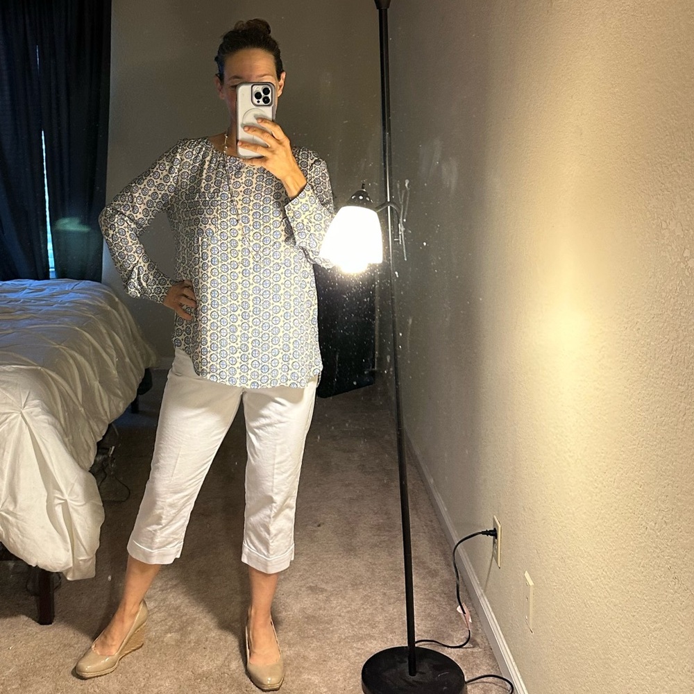 Paisley Blouse by LOFT Color: Gray/ Size:Med